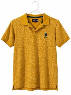 U.S. Polo Assn. Men’s Mustard Yellow Printed Polo